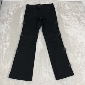 VTG Jordache Jeans Womens 7/8 Black Buckle Zip Y2K Cyberpunk Grunge Edgy Moto